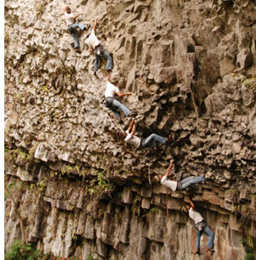 Eine der anspruchsvollen Routen auf der Kletterwand in Boquete, Panama